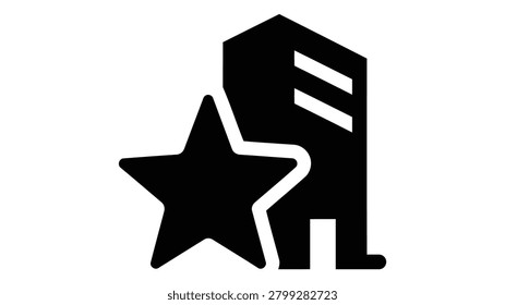 Icon of a building with a star, representing a toprated hotel or office