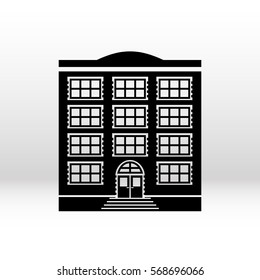 Icon building. Vector black silhouette in flat style for your web design on white background. 