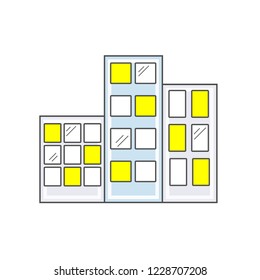 Icon of buildings LINE FLAT STYLE. Town sign