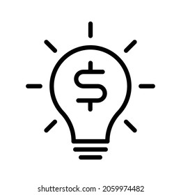 icon of bulb with dollar currency flat design