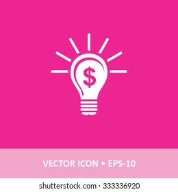 Icon of Bulb on Magenta Color Background. Eps-10.