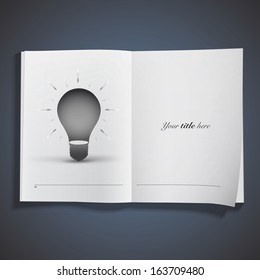 Icon bulb printed on book. Vector design. 