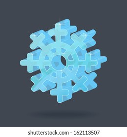 icon bulk glass snowflake, a large transparent snowflake, snowflake 3d rotation