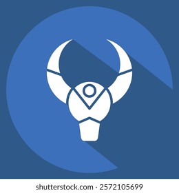 Icon Bull Skull. related to Native American symbol. long shadow style. design editable