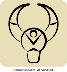 Icon Bull Skull. related to Native American symbol. hand drawn style. design editable