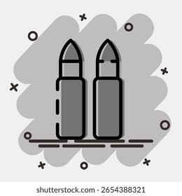Icono de bala. Elementos militares y de guerra. Icono en estilo cómico.