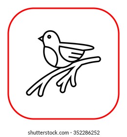 Icon of bullfinch sitting on tree branch
