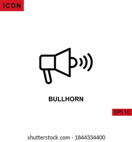 Icon bullhorn concept for broadcasting. Outline, line or linear vector icon symbol sign collection for mobile concept and web apps design.