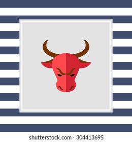 Icon of bull's head as stock market trend