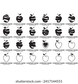 Icon bundle logo vector illustrations apple fruit