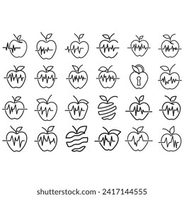 Icon bundle logo vector illustrations apple fruit