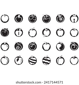 Icon bundle logo vector illustrations apple fruit