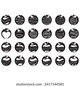 Icon bundle logo vector illustrations apple fruit