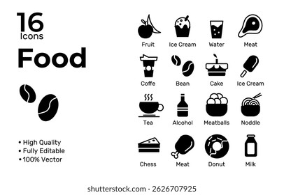 Icon bundle set food in vector illustration