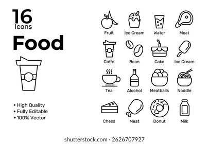 Icon bundle set food in vector illustration