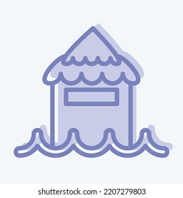Icon Bungalow. related to Thailand symbol. two tone style. simple design editable. simple illustration. simple vector icons. World Travel tourism. Thai