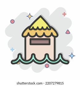 Icon Bungalow. related to Thailand symbol. Comic Style. simple design editable. simple illustration. simple vector icons. World Travel tourism. Thai