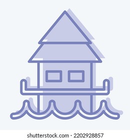 Icon Bungalow. suitable for education symbol. two tone style. simple design editable. design template vector. simple illustration