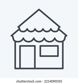 Icon Bungalow. suitable for Summer symbol. line style. simple design editable. design template vector. simple illustration