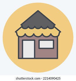 Icon Bungalow. suitable for Summer symbol. color mate style. simple design editable. design template vector. simple illustration
