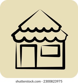 Icon Bungalow. suitable for Summer symbol. hand drawn style. simple design editable. design template vector. simple illustration