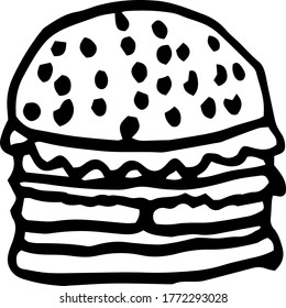 El icono con la hamburguesa. Se puede usar para postales, menús, etc. Fondo blanco.