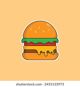 icon burger delicious fast food and drink vector illustration concept.premium vector illustration