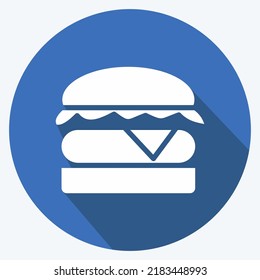 Icono Burger. adecuado para la carne. estilo de sombra larga. diseño simple editable. vector de plantilla de diseño. ilustración simple