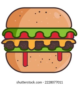 icon burger symbol,  outline vector logo illustration food, linear pictogram isolated