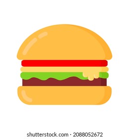Icon Burger vector illustration with beef, melted cheese, lettuce and tomato. eps 10. 