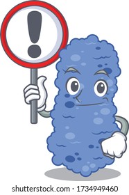 An icon of burkholderia bacteria cartoon design style with a sign board