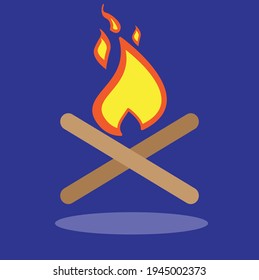 The icon for a burning bonfire is a symbol of the camp