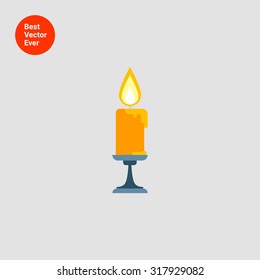 Icon of burning candle in sconce