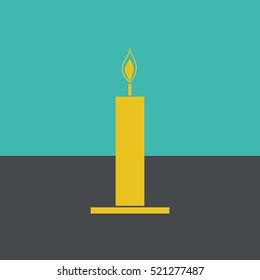 Icon of Burning candle . Vector.