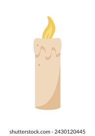 Symbol einer brennenden Kerze. Vektorgrafik einer Wachskerze. Isoliert auf weiß.