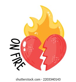 An icon of burning heart flat sticker