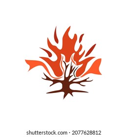 icon of a burning tree, vector illustration