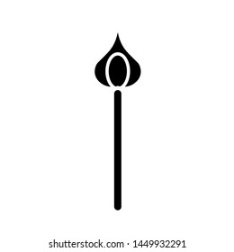 Icon of burning vertical safety match in a simple style. Graphic vector illustration. Isolated element for web design, mobile app and any other purpose.