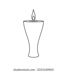 Icon of a burning wax candle on a white background. Vector image.