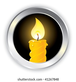 con una vela de cera ardiente. Imagen vectorial.