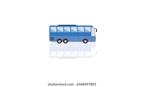 Icon bus, blue bus with the shadow go to school 