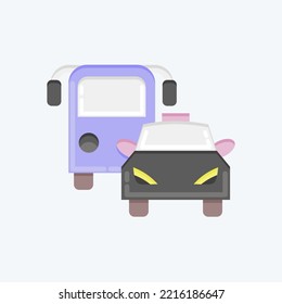 Icon Bus and Car. suitable for Automotive symbol. flat style. simple design editable. design template vector. simple illustration