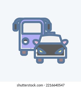 Icon Bus and Car. suitable for Automotive symbol. doodle style. simple design editable. design template vector. simple illustration