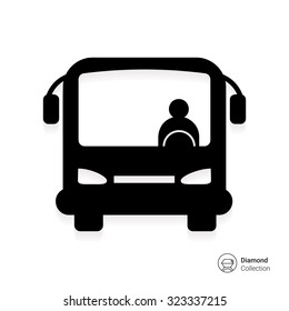 Icon Of Bus With Bus Driver, Front View
