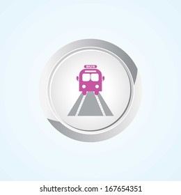 Icon of Bus on Button. Eps-10.