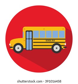 Icon of a bus school in flat style. Vector illustration. School concept.