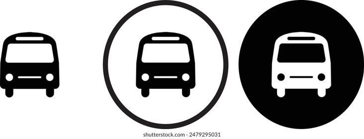  icon Bus Stop black outline logo for web site design 
and mobile dark mode apps 
Vector illustration on a white background