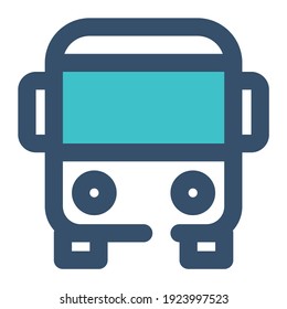 Icon Bus Using Filled Line Style And Blue Color