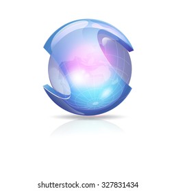 Icon business abstract round. Corporate, media, styles, technology Abstract vector logo template Globe glossy, bright, glass