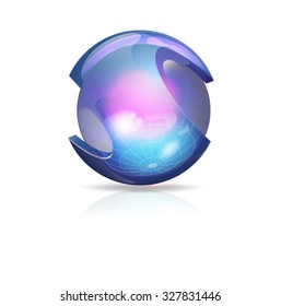 Icon business abstract round. Corporate, media, styles, technology Abstract vector logo template Globe glossy, bright, glass